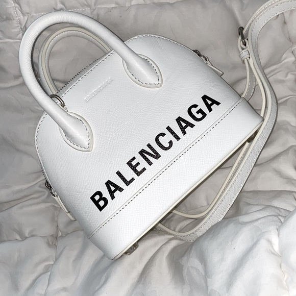 Balenciaga Handbags - BALENCIAGA VILLE XXS TOP HANDLE BAG IN WHITE/BLACK